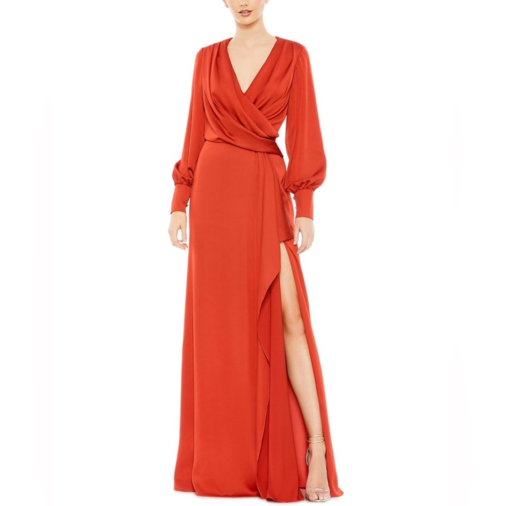 Mac Duggal
Women's Ieena Draped Bishop Sleeve Charmeuse Gown in Size 10